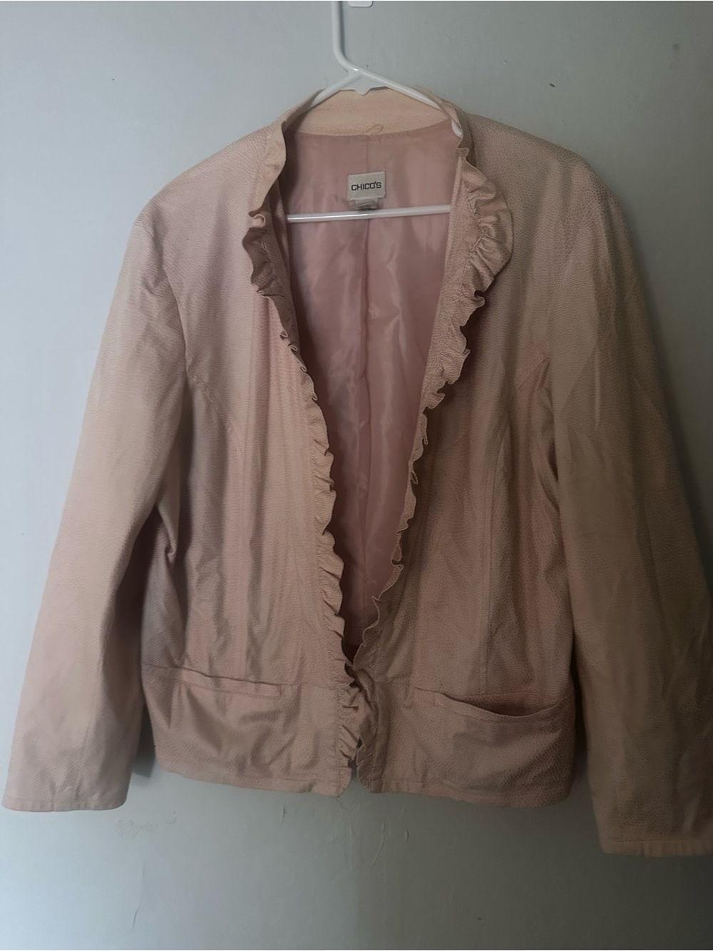 Chico's Soft Blush Ruffle-Trim Open Jacket